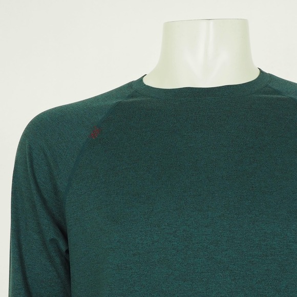 Rhone Reign Tee Shirt Mens Medium Dark Green Crew Nylon Blend Training Workout - Picture 2 of 3